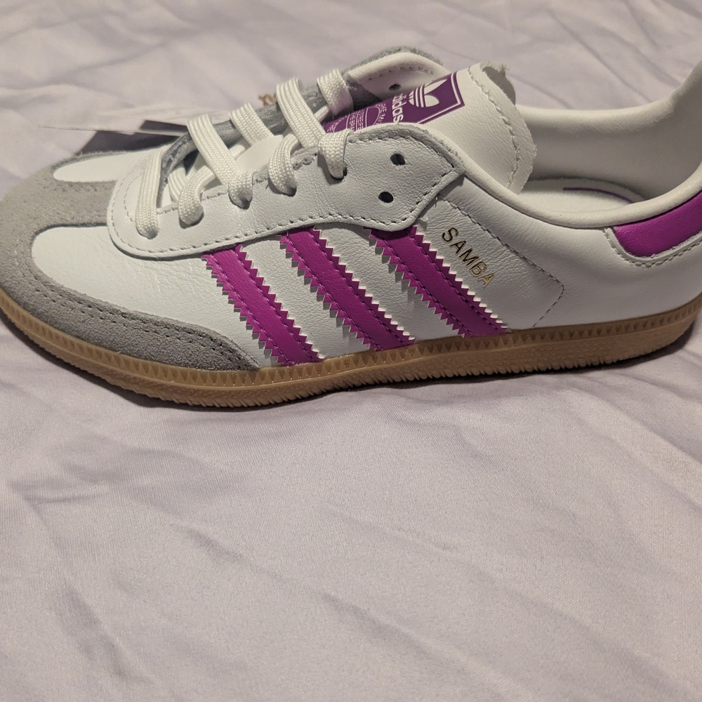 Adidas Samba White and Purple Sneakers